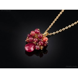 Handmade Ruby & Citrine Necklace | Gold Filled Gemstone Pendant