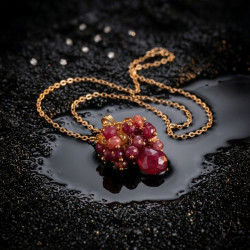 Handmade Ruby & Citrine Necklace | Gold Filled Gemstone Pendant