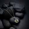 Handgjort Opal halsband i smält återvunnet sterling silver Opalhänge