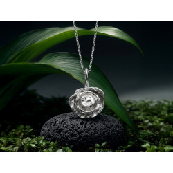 Handmade Sterling Silver Rose Necklace – Water Cast Organic Pendant | Artisan Jewelry