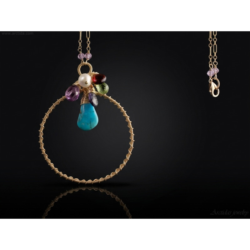 Personalized artisan birthstone gemstone necklace - Deira
