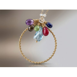 Personalized artisan birthstone gemstone necklace - Deira