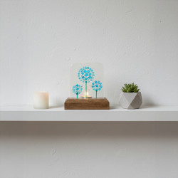 Handgjord Glasfusing tavla – Botanisk Glaskonst i Turkost Glas