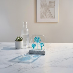 Handgjord Glasfusing tavla – Botanisk Glaskonst i Turkost Glas