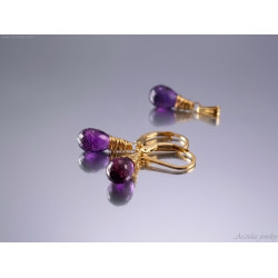 Amethyst gold jewelry set Amethyst earrings Amethyst necklace gold