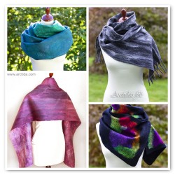 Handmade Wet Felted Merino Wool & Silk Scarf Shawl | Wearable Art