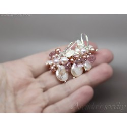 Pink Pearl earrings Argentium sterling silver