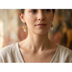 Golden Rutilated Quartz dangle cluster earrings wire wrapped 14K gold filled