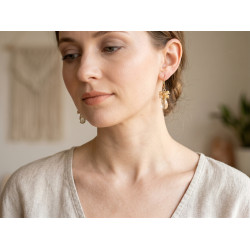 Golden Rutilated Quartz dangle cluster earrings wire wrapped 14K gold filled