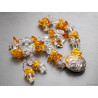 Ice and Fire - Amber Rock Crystal Clear Quartz silver gold necklace and earrings set