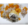 Ice and Fire - Amber Rock Crystal Clear Quartz silver gold necklace and earrings set