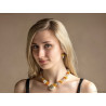 Ice and Fire - Amber Rock Crystal Clear Quartz silver gold necklace and earrings set
