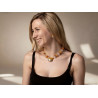 Ice and Fire - Amber Rock Crystal Clear Quartz silver gold necklace and earrings set