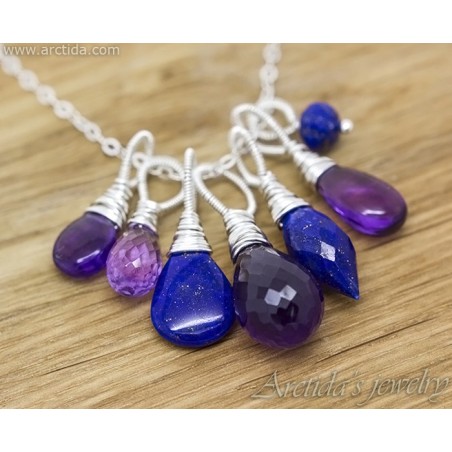Amethyst Lapis lazuli silver necklace - Irina