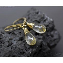 Golden Rutilated Quartz necklace and earrings set in 14K gold filled - Elina