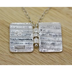 Book pendant fine silver locket necklace PMC