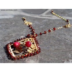 Citrine Garnet Ruby artisan necklace in 14K gold filled - Darlene