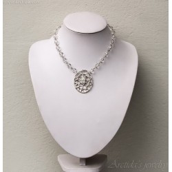 Pure silver 999 with Rock Crystal Clear Quartz necklace and earrings set
