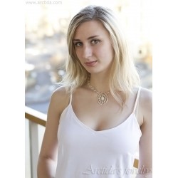 Pure silver 999 with Rock Crystal Clear Quartz necklace and earrings set