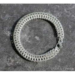 Sterling silver bracelet for men silver Roundmaille chain man bracelet