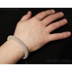Sterling silver bracelet for men silver Roundmaille chain man bracelet