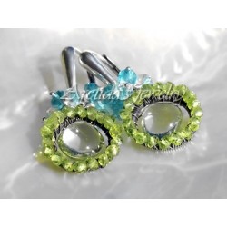 Apatit Peridot Prasiolit blå Topaz örhängen sterling silver - Maja