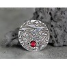Fine silver jewelry PMC Ruby pendant on leather cord - Deliah