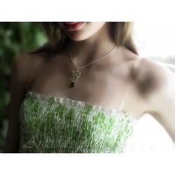 Green Agate green Quartz Peridot necklace sterling silver - Mona