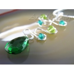 Green Agate green Quartz Peridot necklace sterling silver - Mona