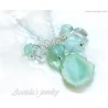 Mint necklace mint green Agate Fluorite aqua blue Chalcedony Rock Crystal Clear Quartz sterling silver - Gelida