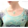 Mint necklace mint green Agate Fluorite aqua blue Chalcedony Rock Crystal Clear Quartz sterling silver - Gelida