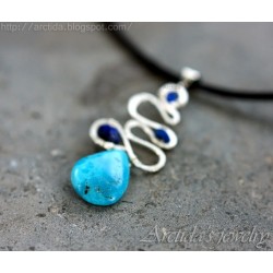 Turquoise Lapis lazuli necklace sterling silver - Galene