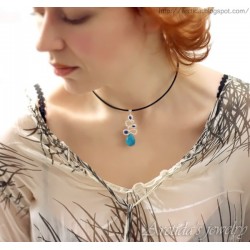 Turquoise Lapis lazuli necklace sterling silver - Galene