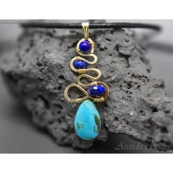Turquoise Lapis lazuli necklace sterling silver - Galene