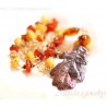 Oak leaf Amber Carnelian Citrine Garnet Pyrite gold necklace
