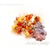 Oak leaf Amber Carnelian Citrine Garnet Pyrite gold necklace