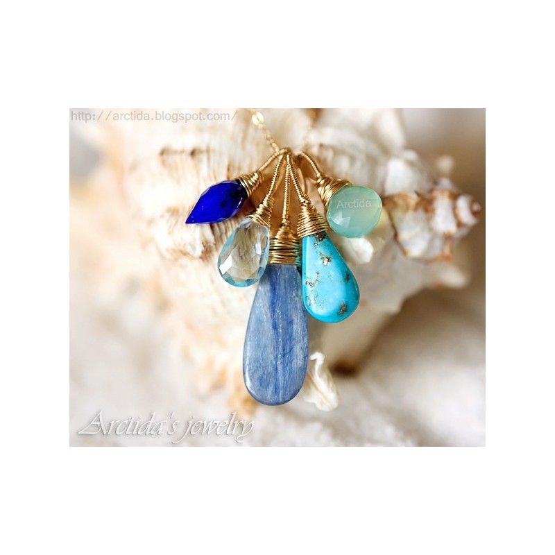 Kyanite Turkos Lapis lazuli Kalcedon blå Topas halsband - Maera