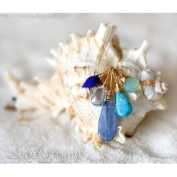 Kyanite Turkos Lapis lazuli Kalcedon blå Topas halsband - Maera