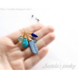 Kyanite Turkos Lapis lazuli Kalcedon blå Topas halsband - Maera