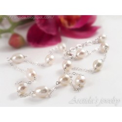 Wedding jewelry Pearl necklace sterling silver - Celia