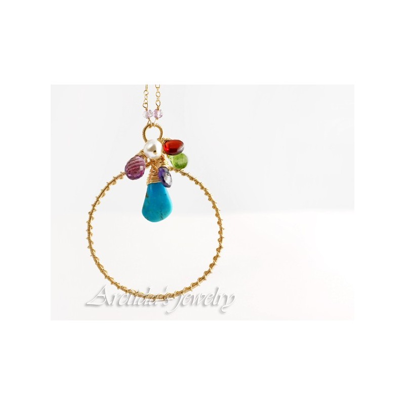 Personalized artisan birthstone gemstone necklace - Deira