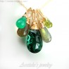 Green necklace emerald green gemstones 14K gold filled - Fiona