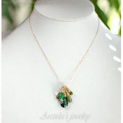 Green necklace emerald green gemstones 14K gold filled - Fiona