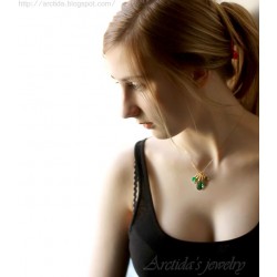 Green necklace emerald green gemstones 14K gold filled - Fiona