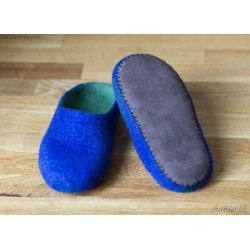 Kids slippers Felted wool slippers for children Blue Green merino wool
