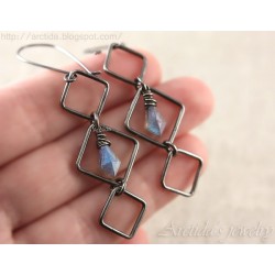 Labradorit örhängen oxiderat sterling silver - Asteria