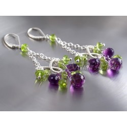 Peridot Ametist örhängen sterling silver örhängen - Domani