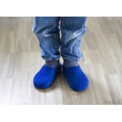 Kids slippers Felted wool slippers for children Blue and Green merino wool clogs