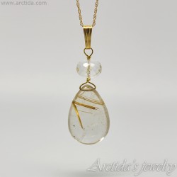 Golden Rutilated Quartz necklace 14K solid gold - Venus Hair