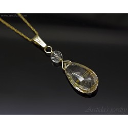 Golden Rutilated Quartz necklace 14K solid gold - Venus Hair